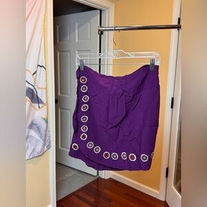 Handmade Purple Wrap Skirt Hand Painted Boho Festival Midi Skirt